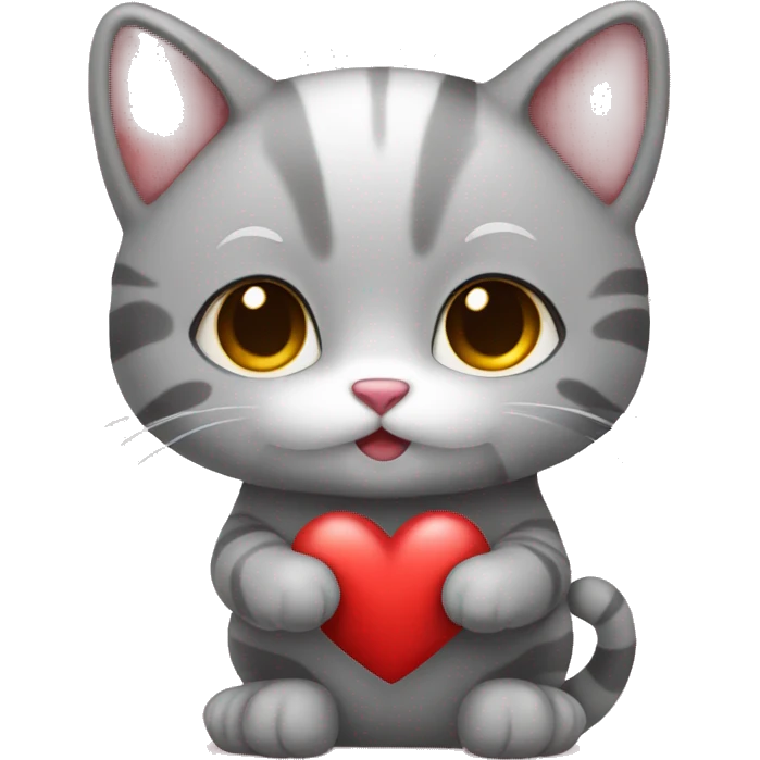 cute little cat with heart  emoji