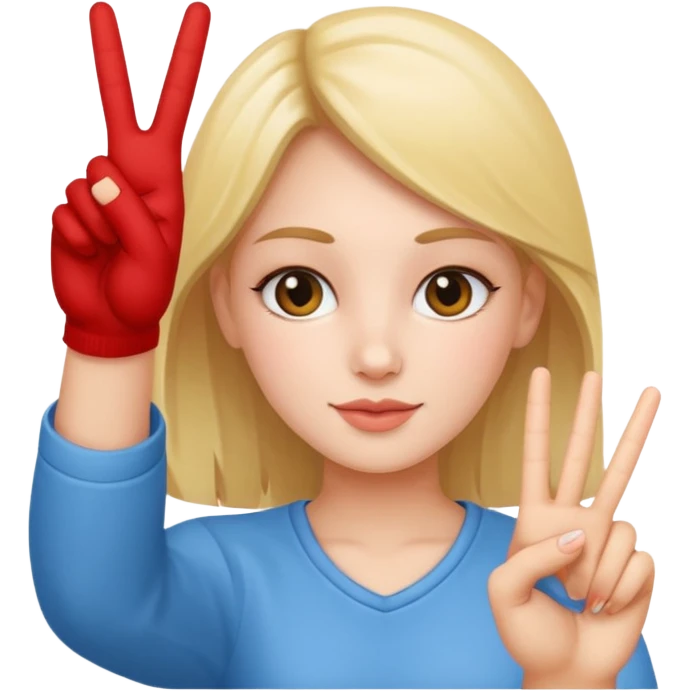 ein mädchen welches peace zeichen macht emoji