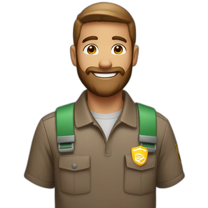 White UPS delivery man with beard emoji