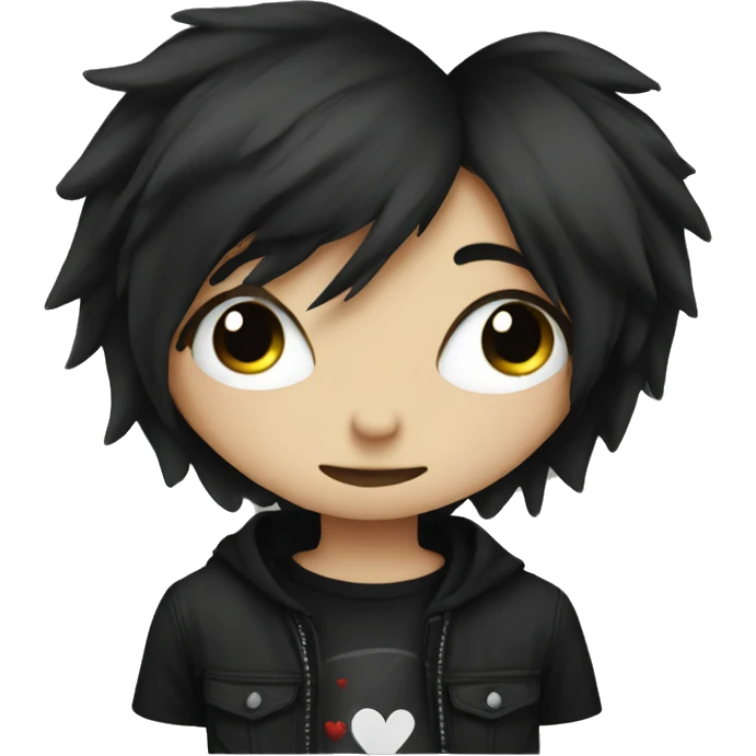 Emo heart black emoji