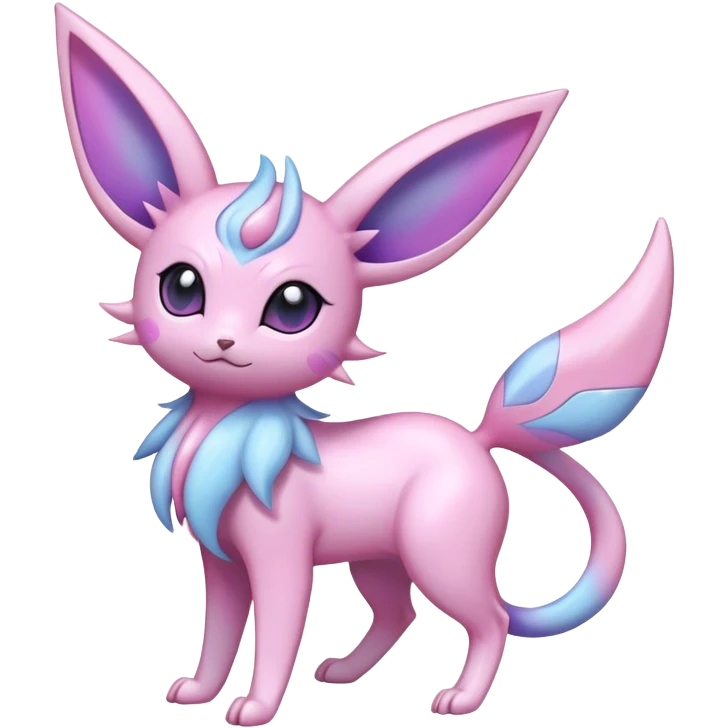 Shiny Cool Sparkly Cute Ethereal Espeon-Sylveon-Fakemon-hybrid-fusion- full body emoji