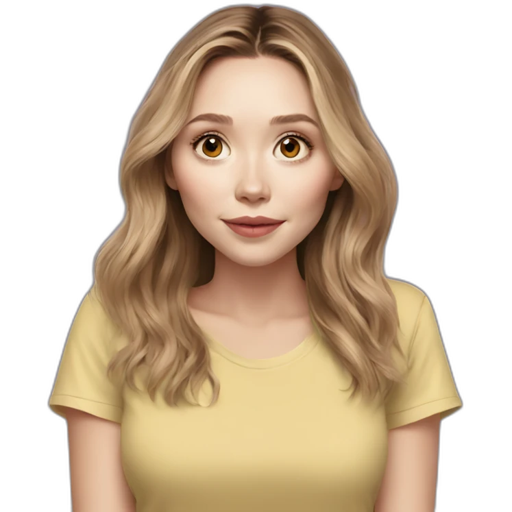 Elizabeth Olsen cartoon wearing tee emoji