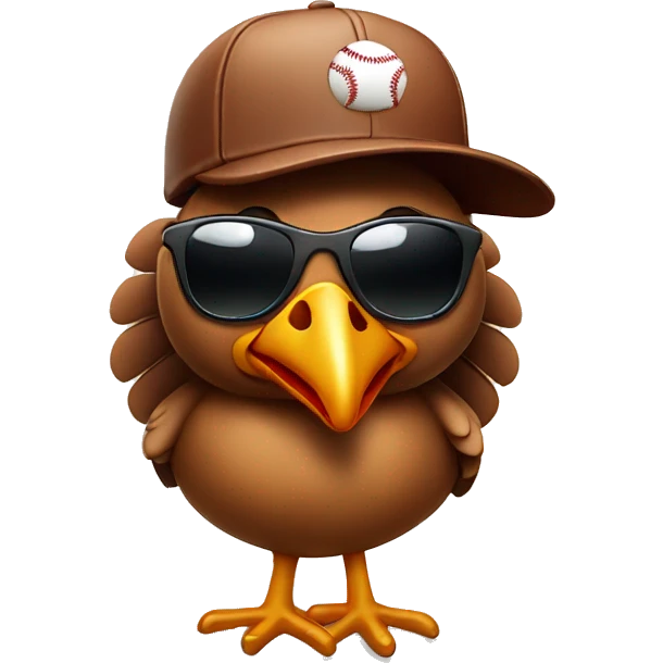 Turkey with baseball hat and sunglasses emoji