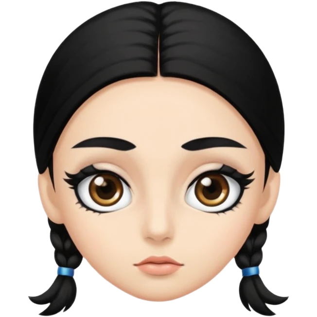 Eye black and big, eyelashes long, eyebrows black, skin white, and so beautiful hair long and black emoji
