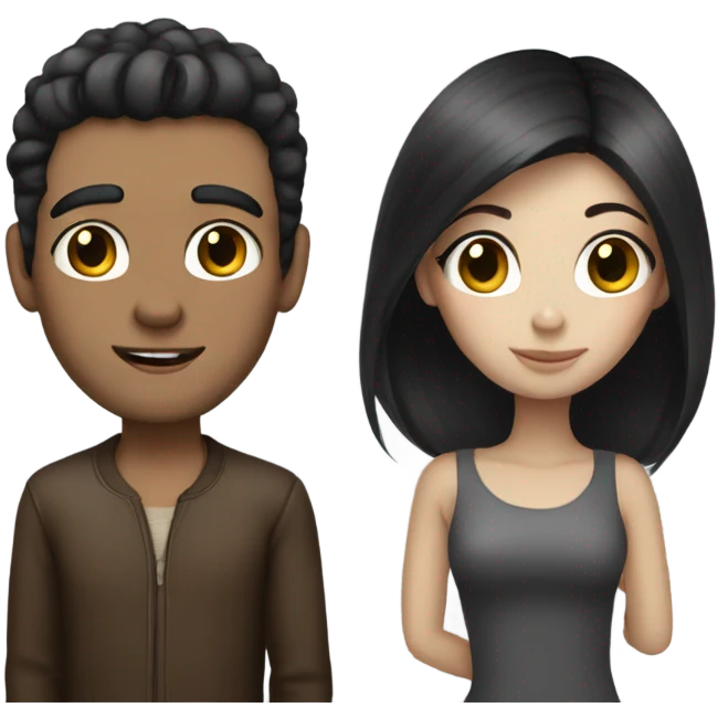  dark hair couple white skin emoji