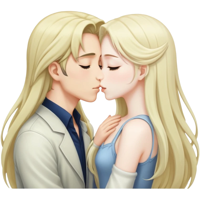 a beautiful romantic anime couple kissing emoji