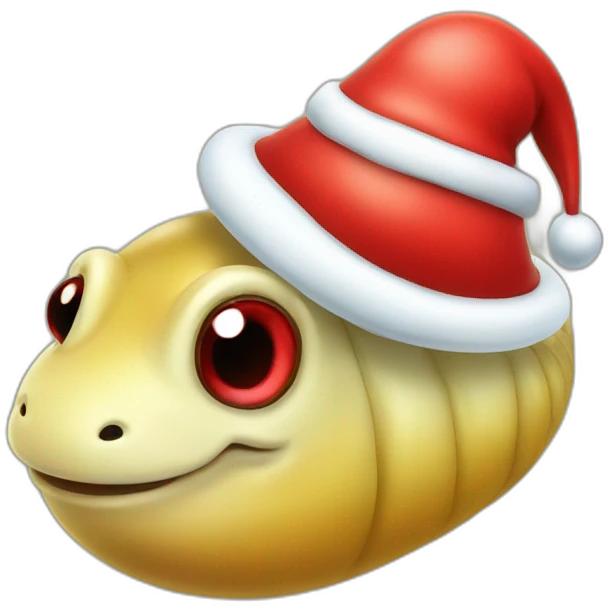Female slug with red nose and Santa hat emoji