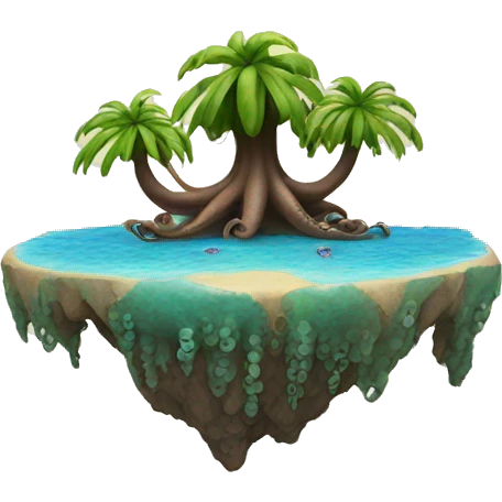 An island made out of octopus emoji