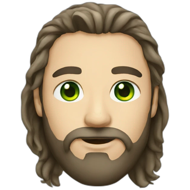 man with green eyes, beard and long hair emoji
