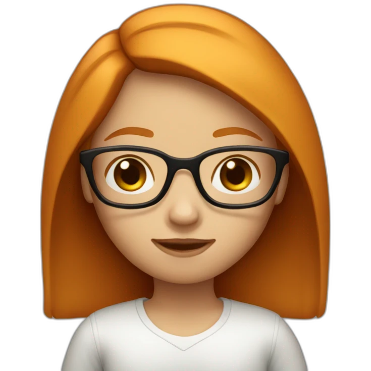 ginger girl long straight hair and with glasses emoji