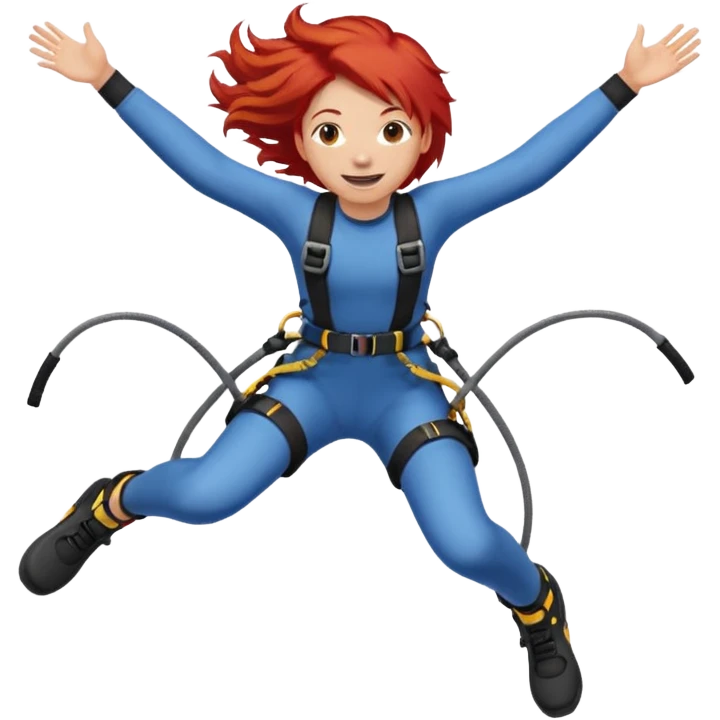 bungee jumping face only with hair flying red hair emoji