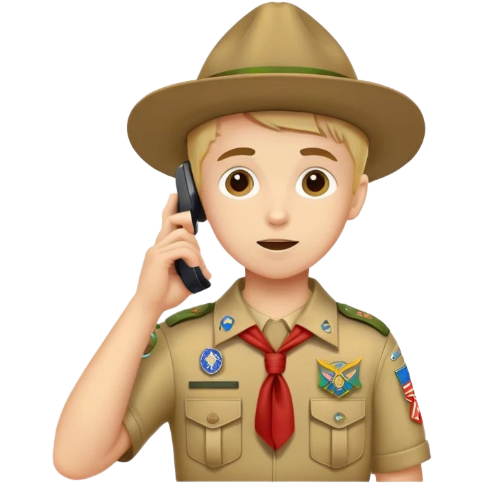 Boy scout with  phone emoji
