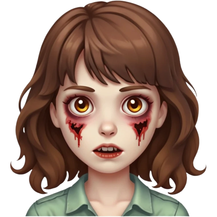 I want a female zombie with brown wavy hair with bangs  emoji