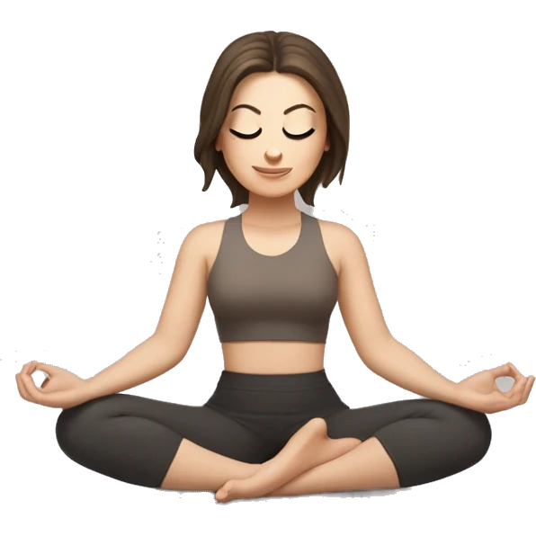 White girl brunette hair in Malasana yoga emoji