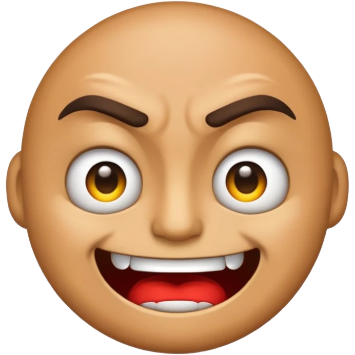 A simple emoji that is half angry and half kind and happy. emoji