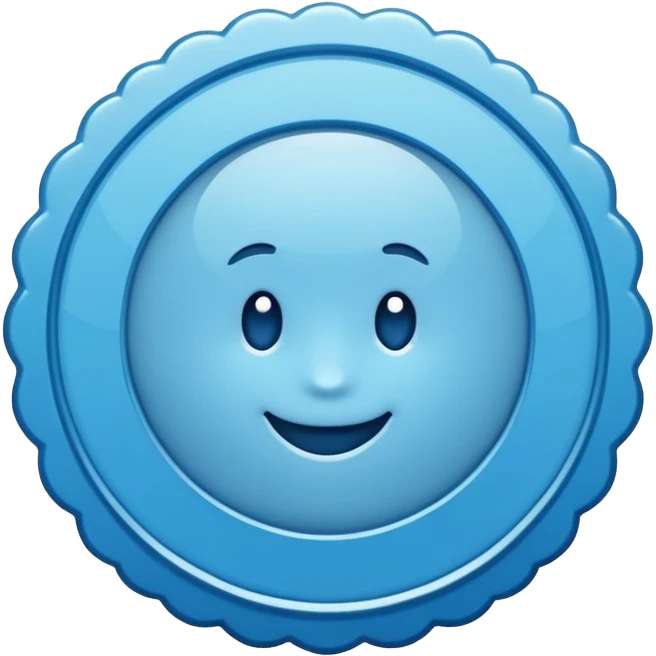 A blue scalloped circle with a verified thing emoji