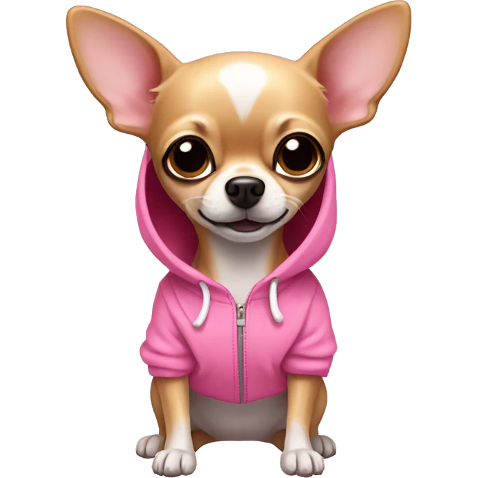 Tan Chihuahua wearing a pink hoodie emoji