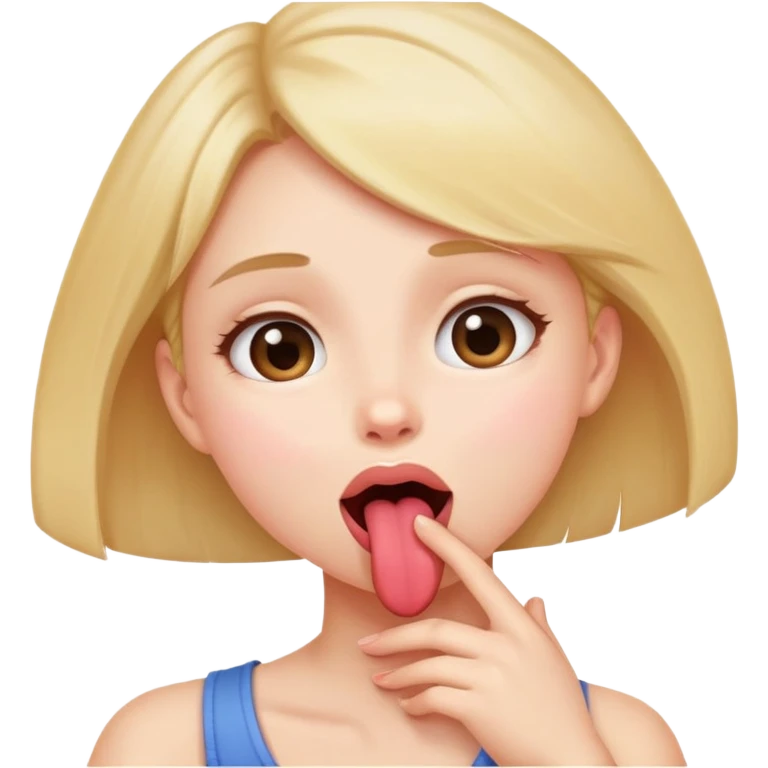 A girl holding neck looking up and tongue sticking out emoji