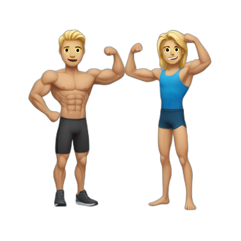 one muscular anm and one skinny arm emoji