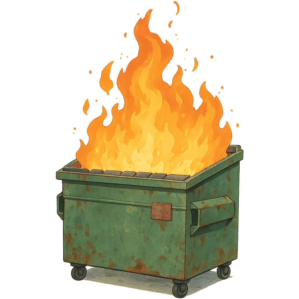 a dumpster fire emoji
