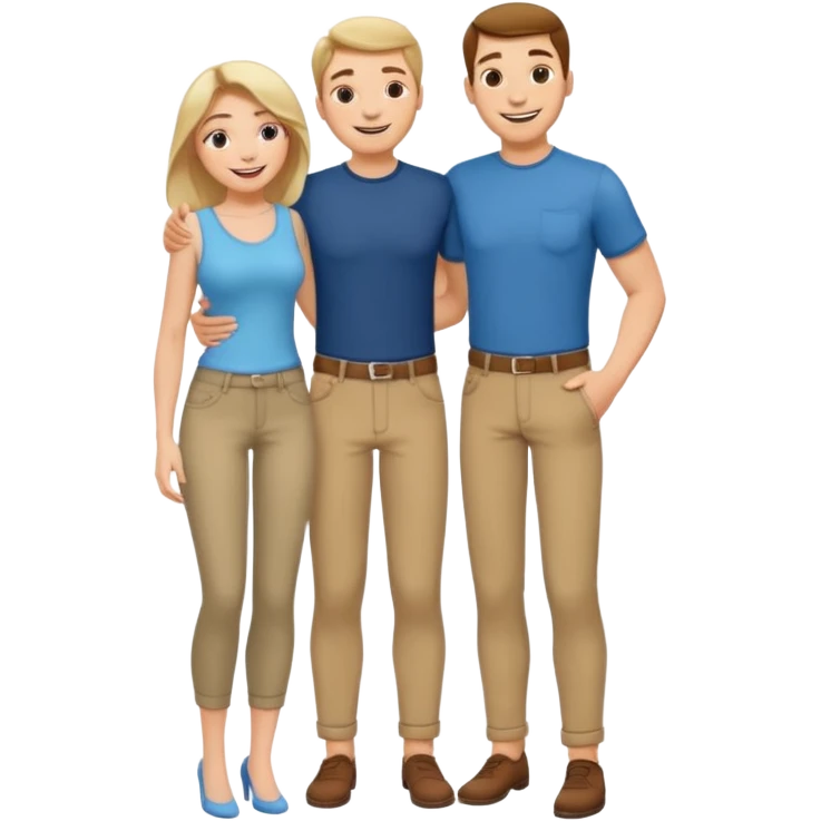 A woman smiling happily and put her hand on the middle of a man's pant and the man moan emoji