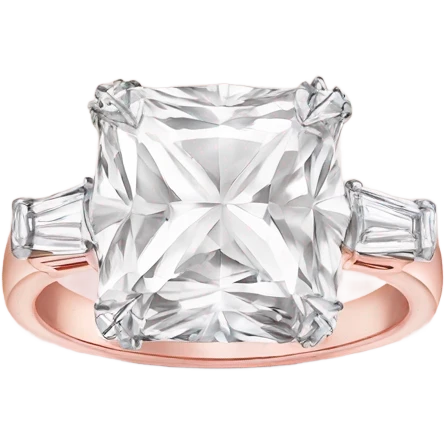 luxury all white diamond ring in light pink elegance box emoji