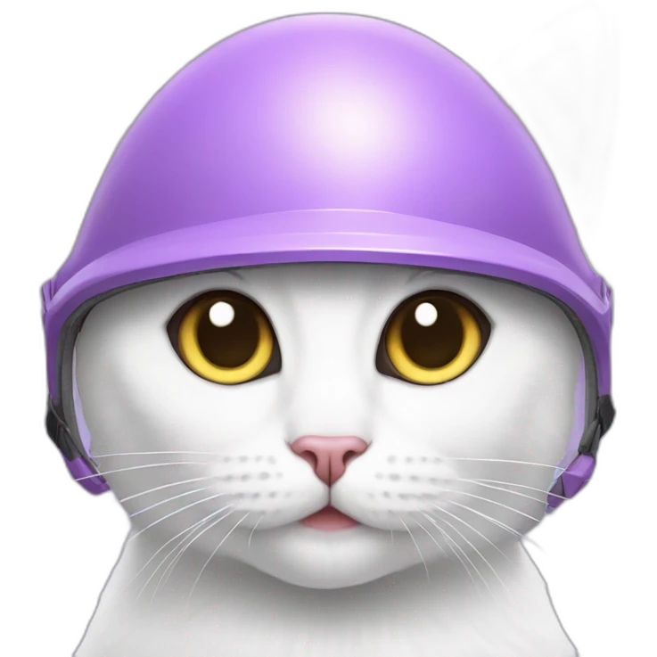 White cat in Lilac helmet emoji