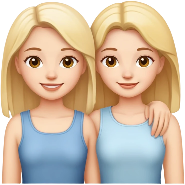 two sisters standing together smiling emoji