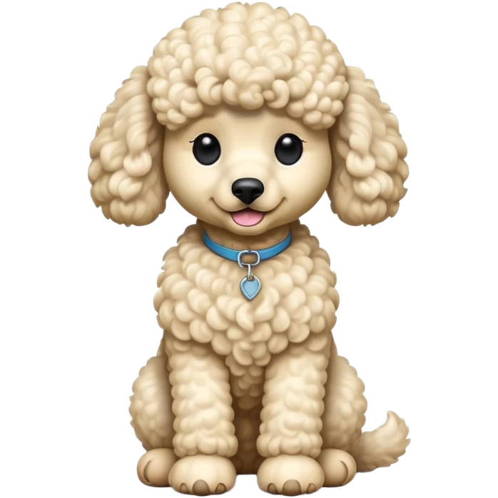 cinematic-[poodle]-realistic-full-body-sitting-emoji,-tail-resting-loosely-beside-its-paws,-head-tilted-dramatically, -curly-[cream]-fur,-simplified-yet-realistic-focused-features,-highly-detailed,-glowing-with-an-almost-sarcastic-glow emoji