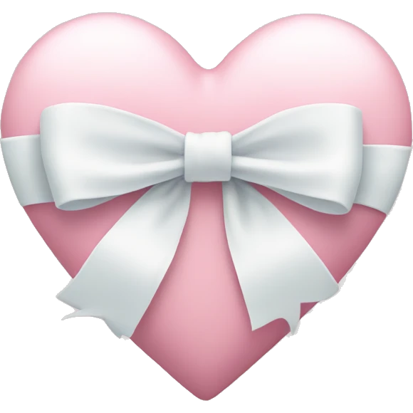 Pastel pink heart with white bow emoji