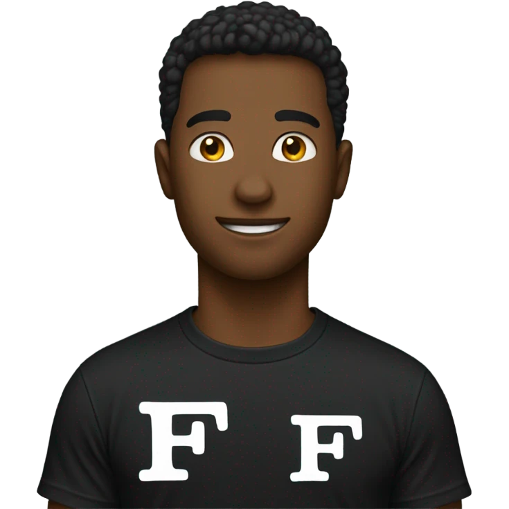 black tshirt write the letters FF emoji