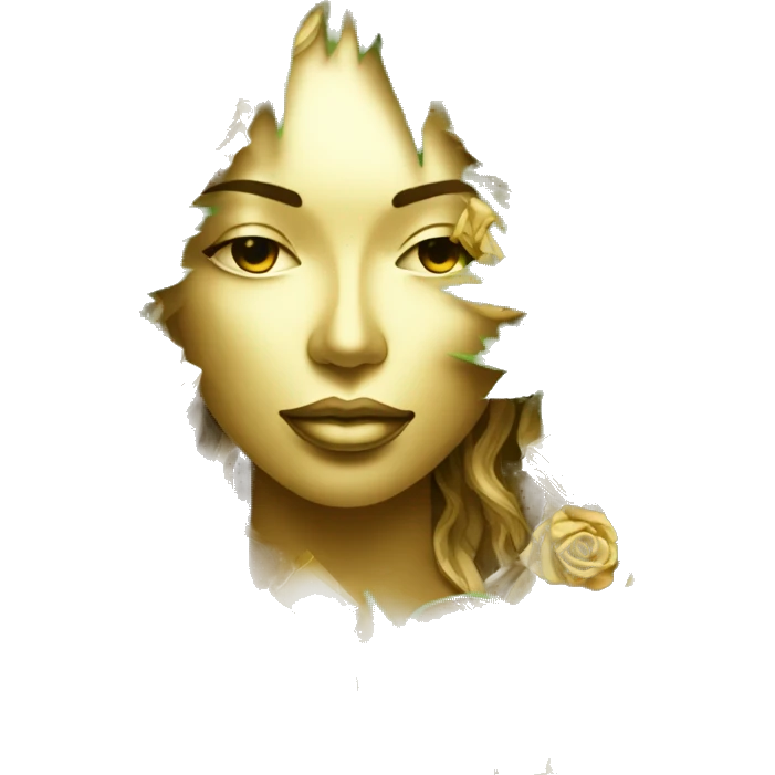  Hemp 420 lady face melting gold tropical made of 420 origami newspaper roses hemp leaves lantern fairy lights burning paper and hemp leaves in hair emoji