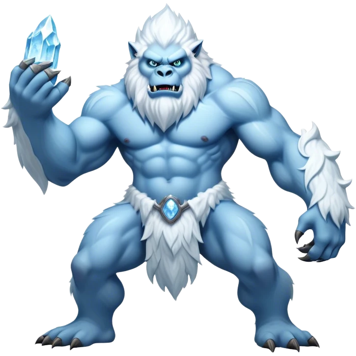 Cinematic Realistic WoW Yeti Portrait, captured in a dynamic, battle-ready stance, muscles rippling beneath dense fur of icy white and pale blue. His piercing ice-blue eyes blaze with raw power as frost clings to his form, rendered with dramatic natural lighting and high shine, exuding fierce, untamed strength in the midst of a wintry combat pose. emoji