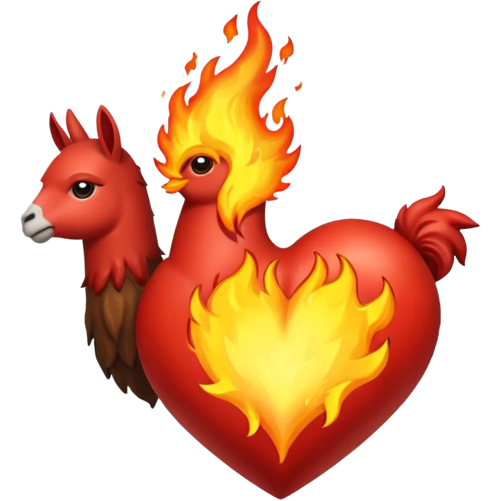 Corazón realista con llamas de fuego emoji