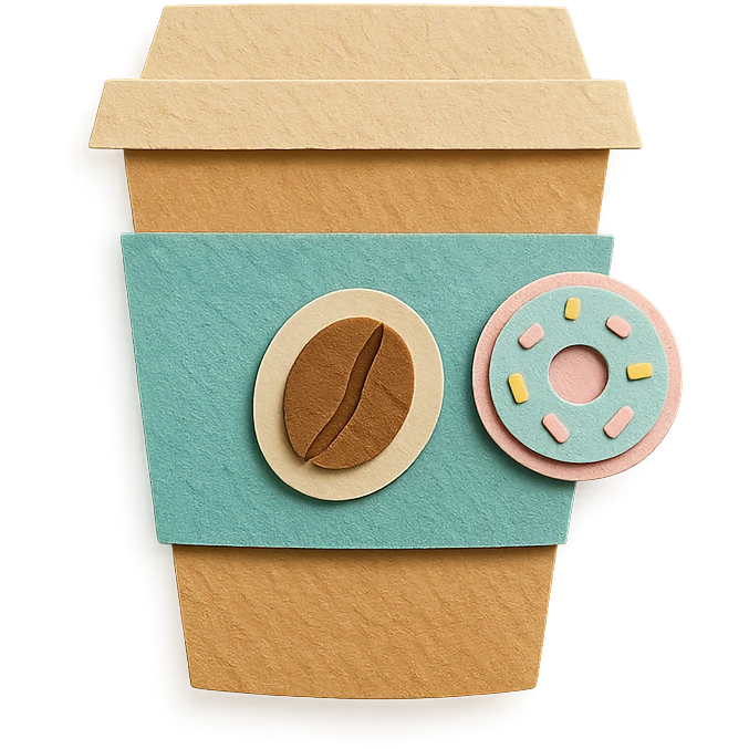 to-go coffee cup with coffee bean and donut pastel stickers emoji