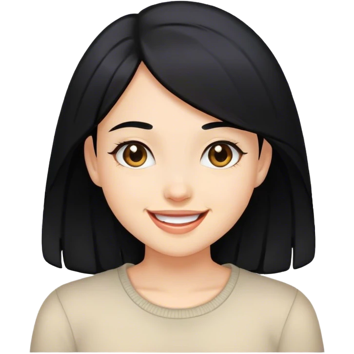 happy girl with black hair emoji