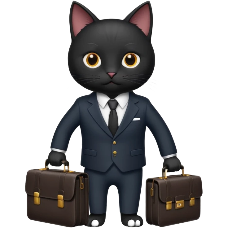 stock investing black and smart cat emoji