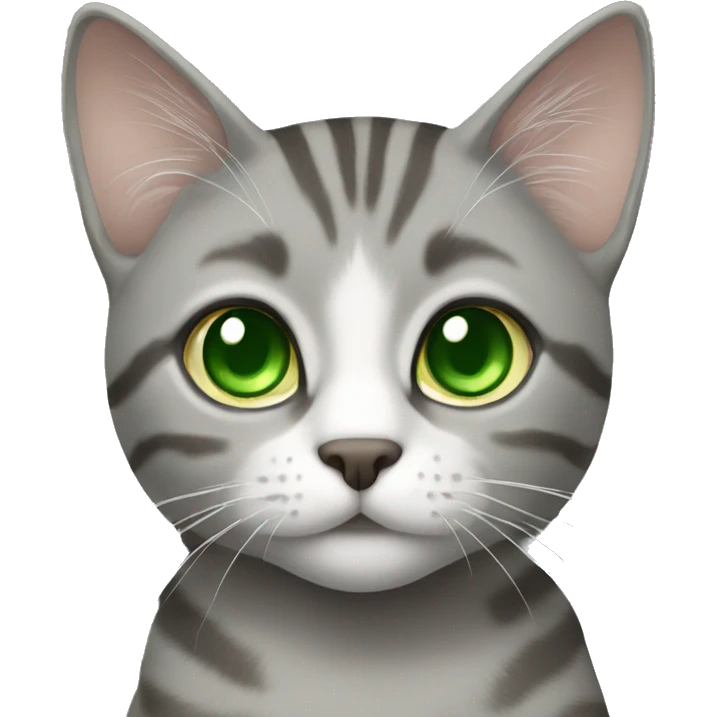 grey tabby cat with green eyes emoji