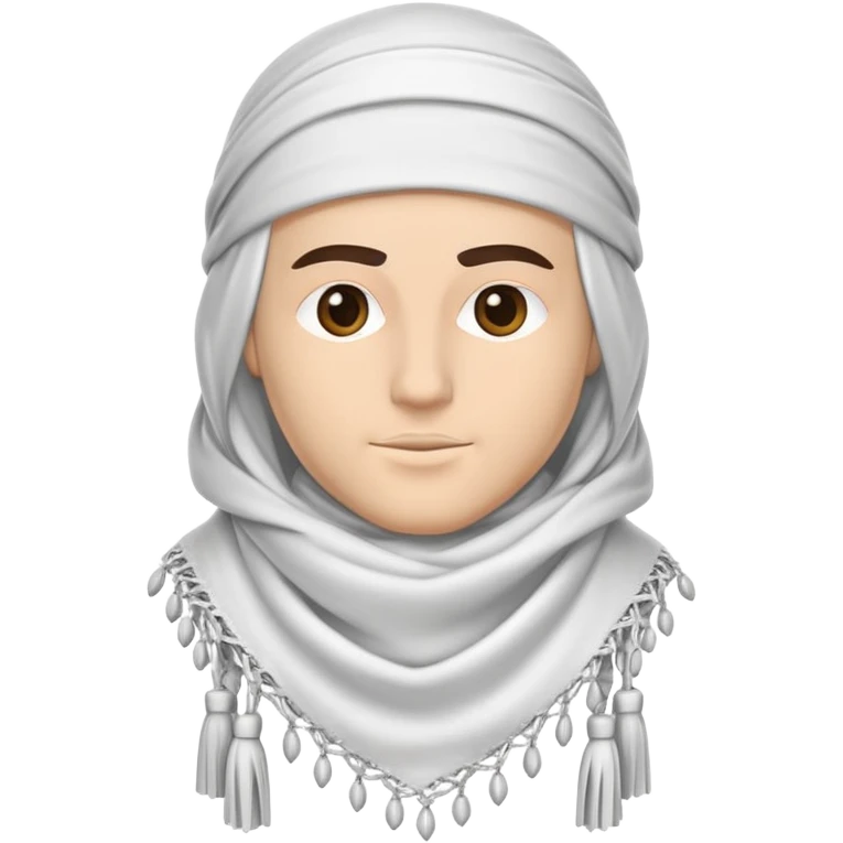 white shemagh arranged classic style visible tassels no face clean look emoji