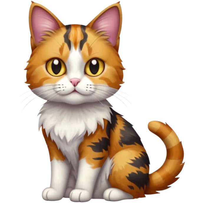 full body colourful light patched calico tabby cat with hazel eyes emoji
