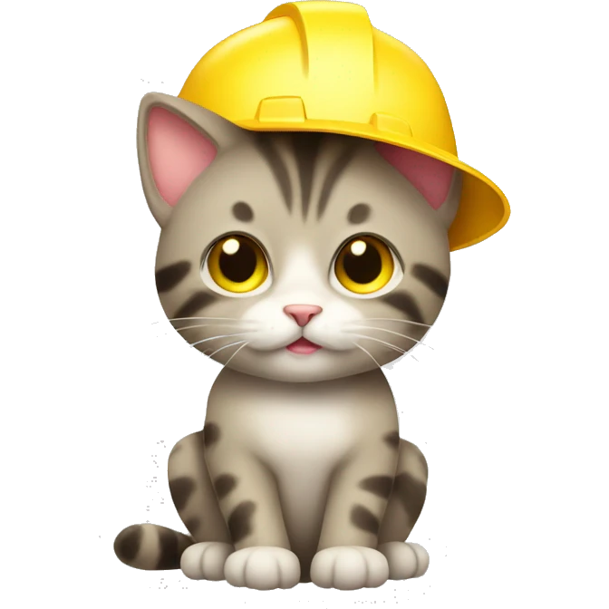cute cat with yellow construction hat emoji