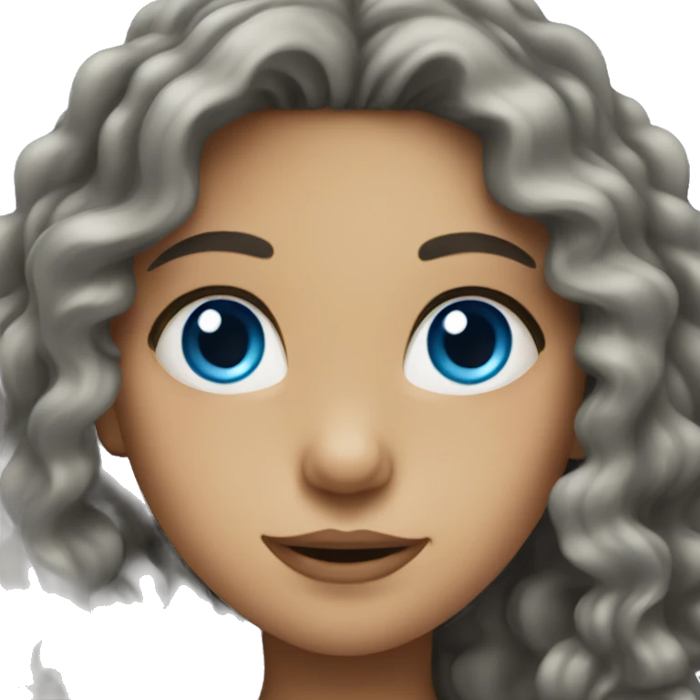 girl with long dark curly hair and blue eyes emoji