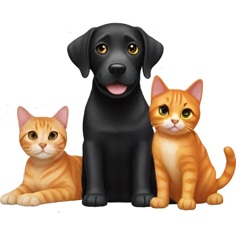 Black lab and orange tabby cat emoji