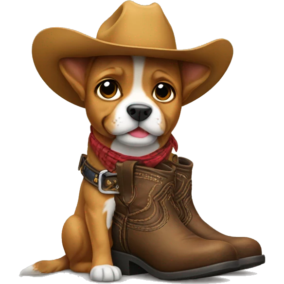 Dog with cowboy boots emoji