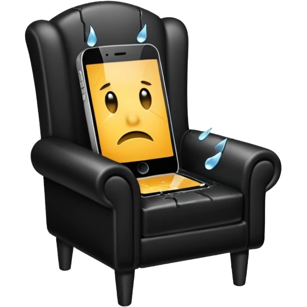 a phone in a chair looking sad and crying emoji