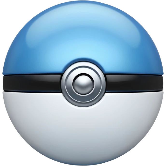 blue pokeball emoji, top half is a more saturated blue, bottom half is white, black stripe, with a metallic sheen emoji