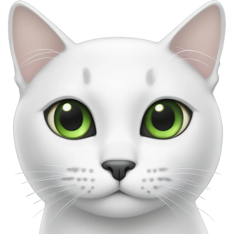 White cat with black ears, black over right eye and green eyes emoji