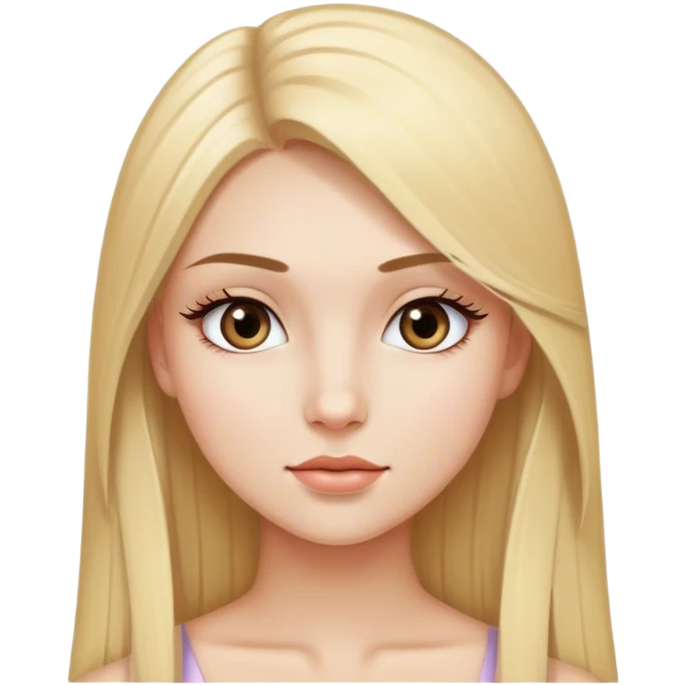 A girl with blonde straight hair and long lashes  emoji