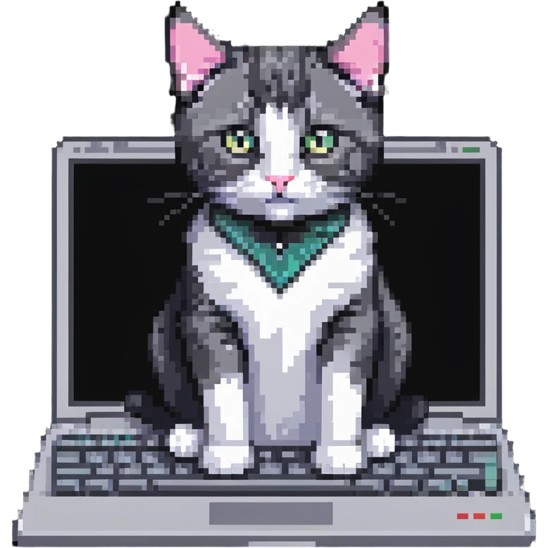 cat sitting on laptop computer keyboard emoji