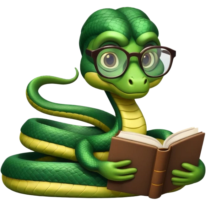 kitap okuyan gözlüklü yılan emoji